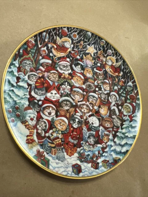 Franklin Mint, Santa Claws, Cat / Kitten, Christmas Plate, by Bill Bell, Limited