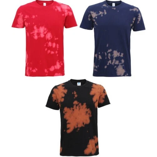 Uomo Tonalità di Colore Pesante Cotone Arcobaleno Cravatta Tintura T Shirt Top