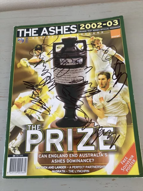 2002-2003 Australia V England Ashes Test Series Autographed 8 Players Programme