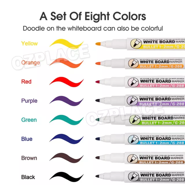 8 Colours Pen Painting Magnetic Whiteboard Non-toxic Erasable Mark Markers 3