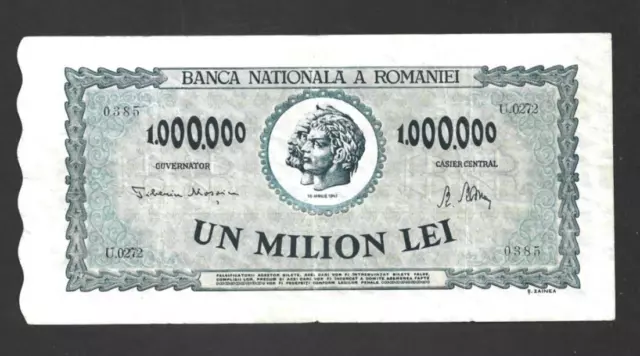 1 000 000 Lei Very Fine  Banknote From  Romania 1947   Pick-60