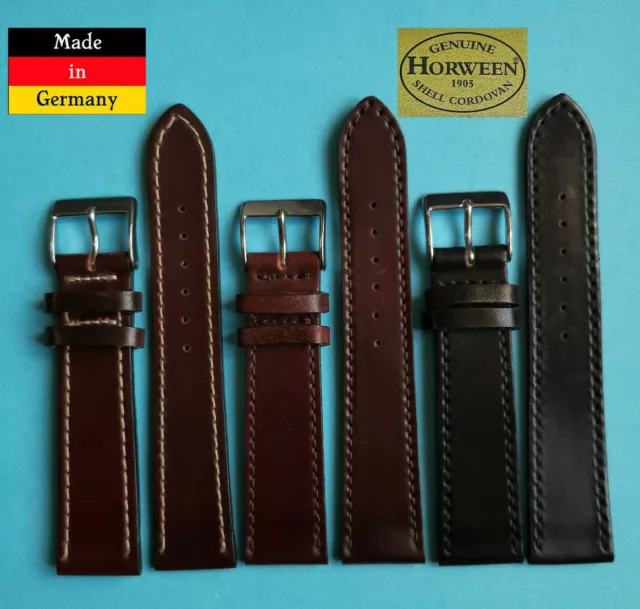 XS Cordovan Shell Horween Uhrband 17,18,19 20mm 2.WAHL schwarz braun Galopper 43