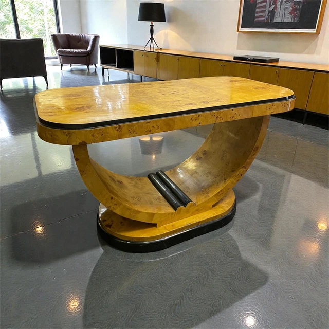Table Basse Rene En Bois Loupe D'Orme - Forme Clin D'Œil, 100x100x37 Cm, Occasion