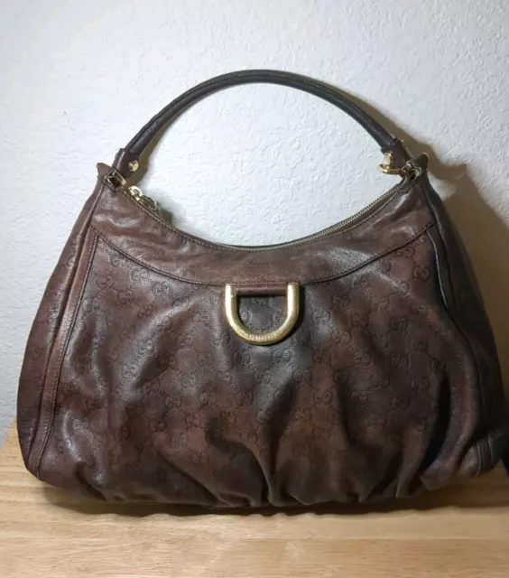 GUCCI Shoulder Bag Abby Gucci Sima Leather Brown Leather BRW Good Condition!