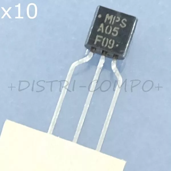 MPSA05 Transistor NPN 60V 500mA 100hFE TO-92 ONS RoHS (lot de 10)