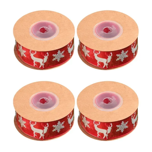 4 Pcs Snowflake Deer Ribbon Christmas Printed Hair Gifts Delicate