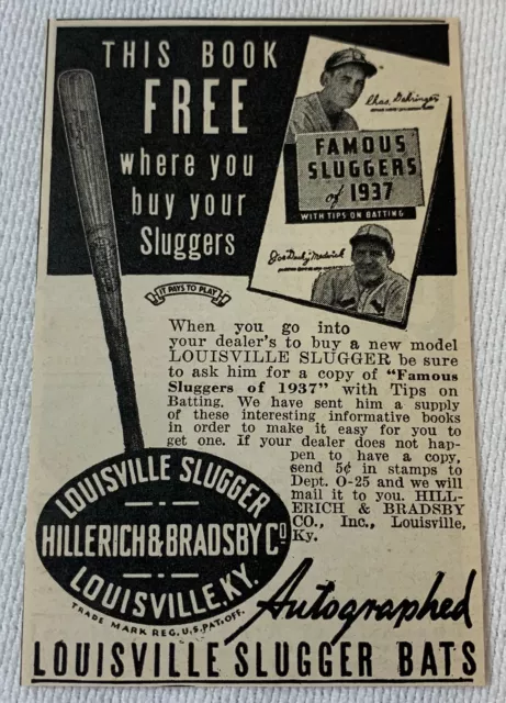 1938 Louisville Slugger Ad ~ Charlie Gehringer, Joe Medwick