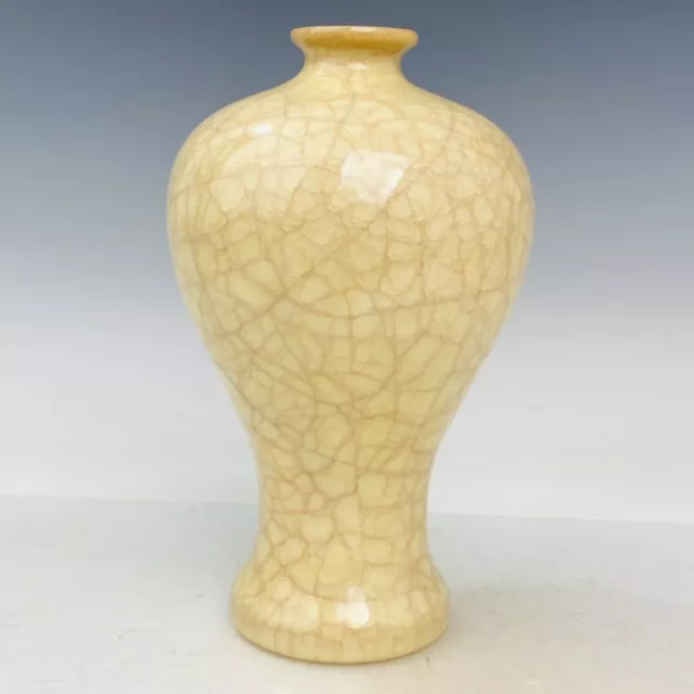 8.8" Old Chinese Porcelain Song dynasty ru kiln Yellow glaze Ice crack Pulm Vase