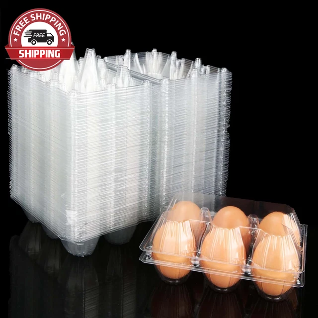 100 PACK EGG Cartons Cheap Bulk 6 Count, Reusable Plastic Egg Cartons