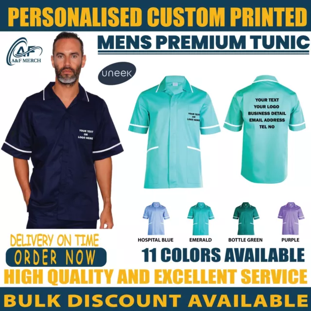 Personalised Custom Printed Mens Premium Tunic Healthcare Barbers Spa UC924