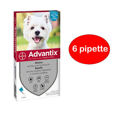 Advantix Bayer spot on pipette per cani da 4 a 10 kg 6 pipette NOVITA' 4-10 kg
