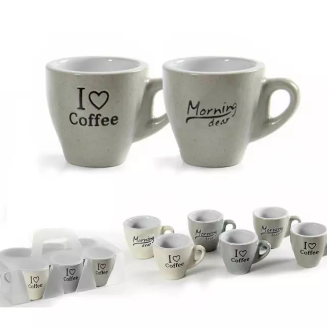 Set 6 tazzine da caffè shabby espresso bar ceramica cucina casa colazione 95 cc