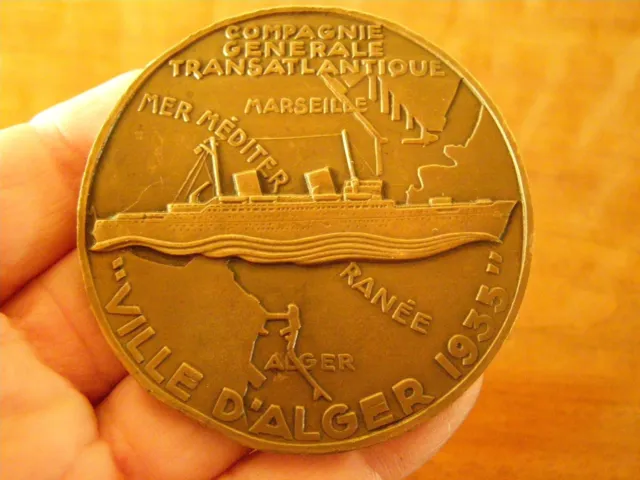 Rare Medaille Bronze Ville D'alger Cavalier Arabe Raymond Delammare - Cgt 2
