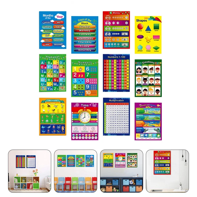 12 PCS CHILDREN Preschool Learning Activities Educational Poster for £ ...