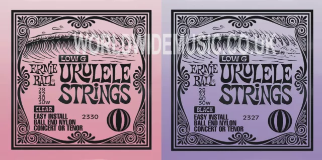 Ernie Ball Concert/Tenor Nylon Ballend Ukulele Strings  BLACK or CLEAR