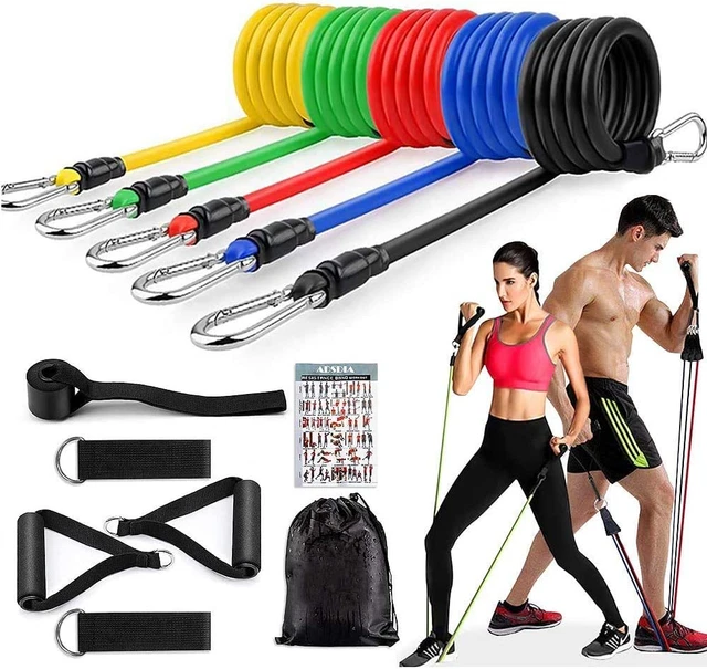 Resistance Bands Set-12Pcs Exercise Bands(Stackable up to 100 Lbs) with Door Anc