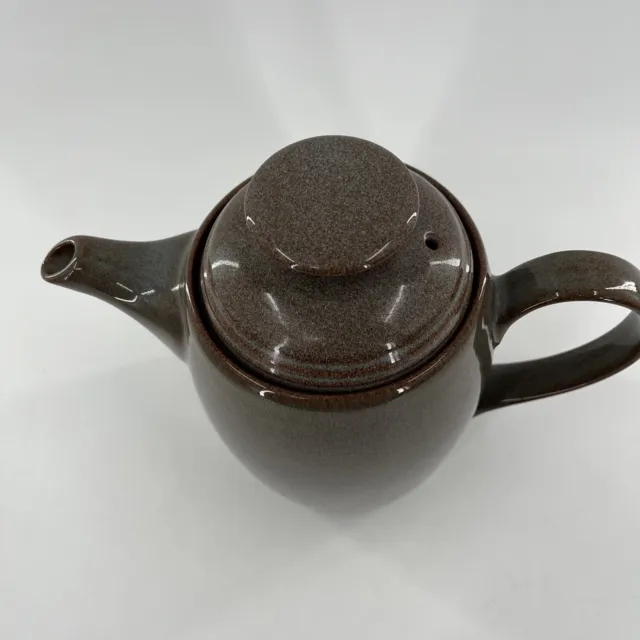 Denby Fine Stoneware Coffee Pot Teapot Brown Pampas Ridged 3 Pint 2