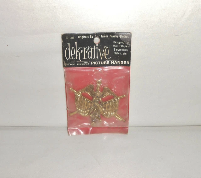 NOS Vint 1963 James Papalia 24K Gold Plated Decorative Dekrative Picture Hanger