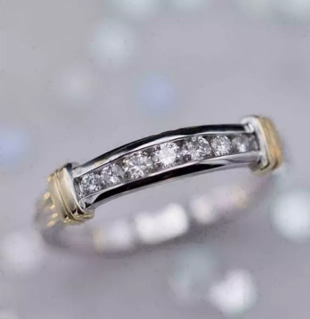 Bague de fiançailles en diamant simulé taille ronde de 1,25 ct en argent...