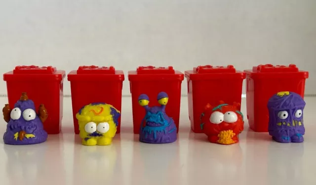 Moose The Trash Pack Series 4 Trashies Lot of 5 Figures and 5 Wheelie Bins 