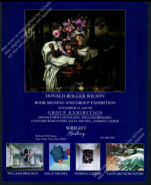 1995 Donald Roller Wilson chimpanzee & baby art NYC gallery vintage print ad