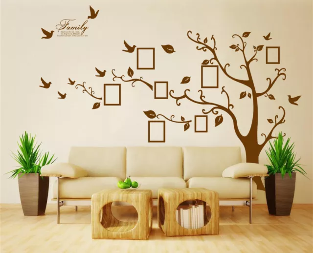 X-Large Family Tree Bird Photo Frame Wall Quote Art Wall Stickers UK   SH157