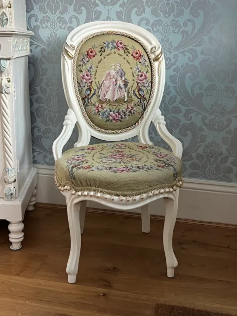 Beautiful Painted Mahogany Victorian Nursing/Occasional Chair Needlepoint Cover