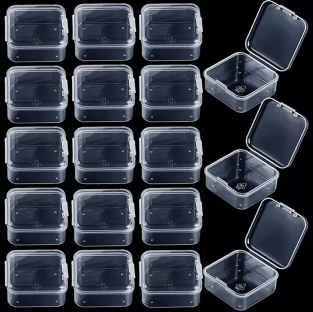 Contenedores pequeños de plástico transparente, caja de almacenamiento con tapa