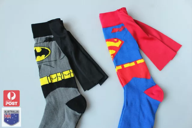 New Super Hero Superman Batman Knee High With Cape Soccer Cosplay Men Socks