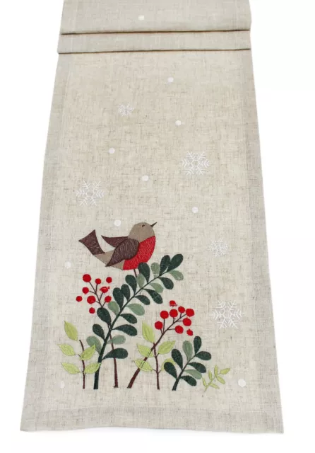 Navidad Coro Bordado Petirrojos - 35.6cmx 190cm Camino de Mesa