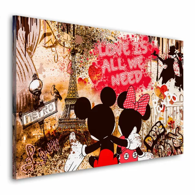 Leinwand Bild Micky Love Popart Vintage Wand Bilder Kunstdruck Zitate Raum Deko