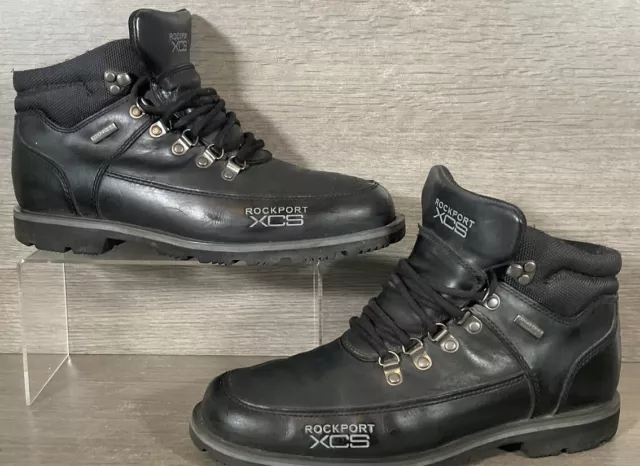 ROCKPORT XCS BLACK Leather Waterproof Walking Boots UK 8 Lace Up ...