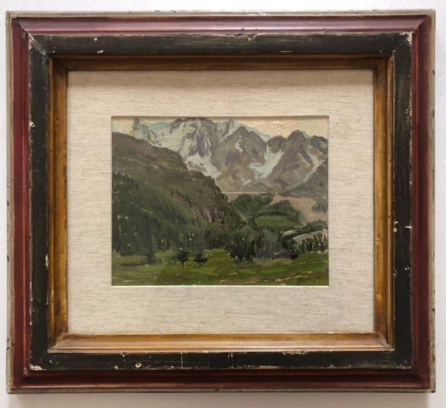 Giuseppe Malagodi Landscape Monte Rosa 50s La Barcaccia Excellent Oil Painting