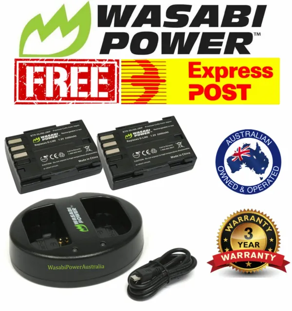 Wasabi Power 2300mAh Battery (2-Pack) & Dual Slots USB Charger for Pentax D-LI90