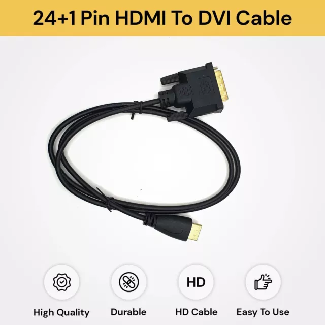 High Quality Gold HDMI to DVI-D 24+1 Digital Video LCD Lead Cable 1M 1.5M 3M