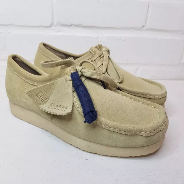 Clarks Originals Mens Wallabee Shoes UK 6 Beige Maple Suede Lace Up BN