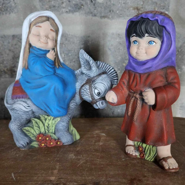 SCIOTO MOLDS vintage '79 handpainted Mary Joseph Nativity Ceramic