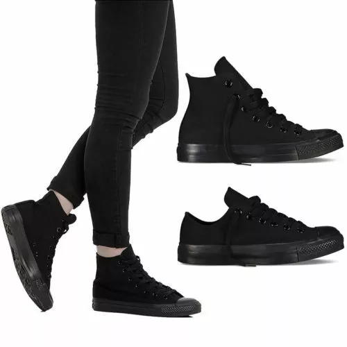 Scarpe uomo/donna TW sneakers in tela alta e bassa nero all black