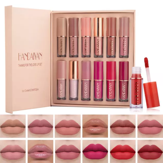 Olasfa 12 Farben Lippenstift Matt Lipgloss Set Wasserfest Flüssiger Lippenstift