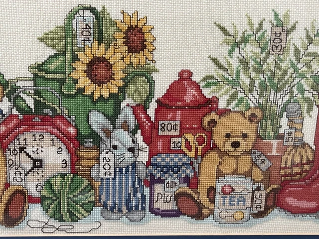 Gerahmter Kinderzimmer Stickerei Wandkunst Kreuzstich Spielzeug Baby Teddys groß 78x44cm