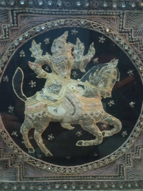 Antigue Burmese Kalaga Tapestry Framed 6