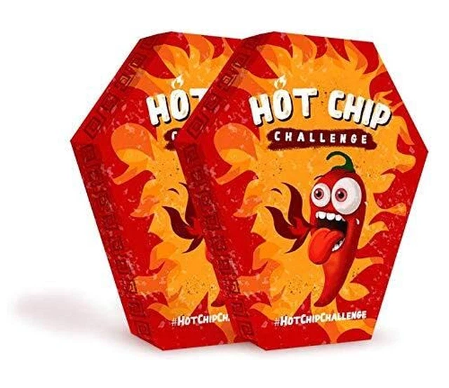 Hot Chip Challenge Box Carolina Reaper Chili tortilla estremamente affilata confezione da 2 nuove