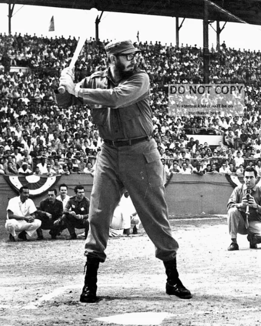 Fidel Castro Plays Baseball In Havana In 1959 - 8X10 Photo (Op-029)