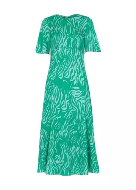 Whistles Midnight Tiger Alana Dress UK 16 BNWT Green Multi Midi Cut Out  RRP 169