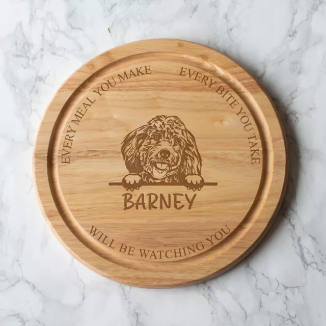 Personalised Wooden Chopping Board Round 25cm Dog Lover