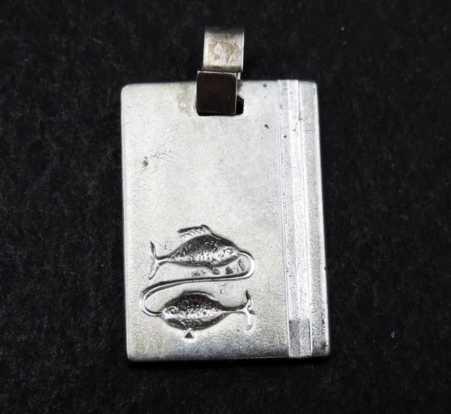 Pendentif Vintage Argent Massif - Signe Du Zodiaque Poissons (occasion)