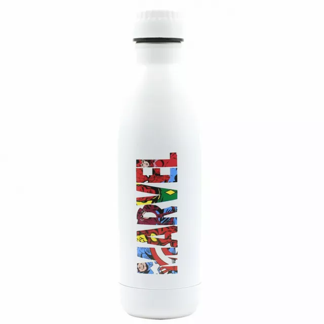 Puro botella de acero inoxidable 750ml logo Marvel color blanco Usada