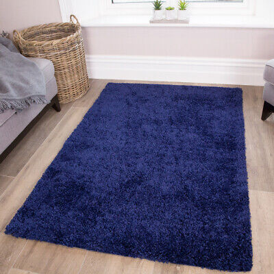 Best Cosy Navy Blue Shaggy Rugs Soft Furry Thick Non Shed Living Room Rugs Cheap
