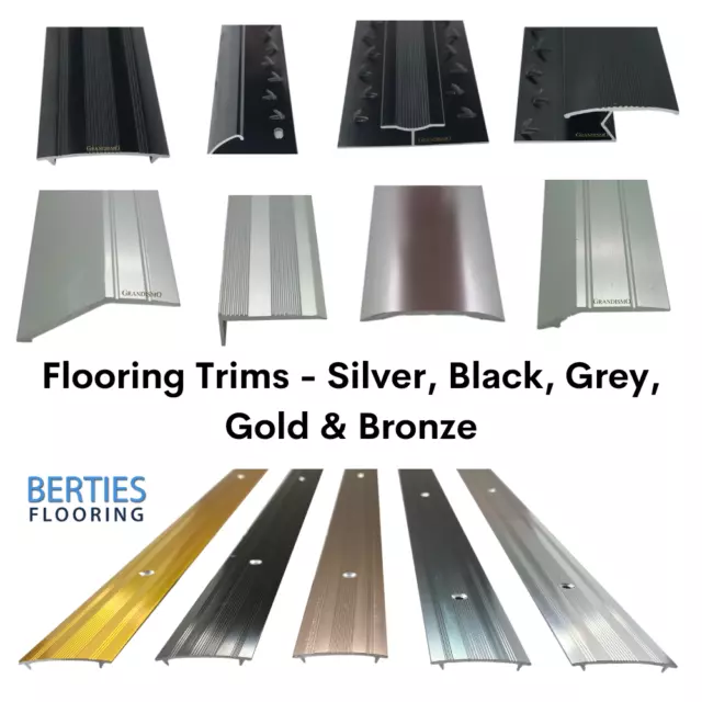 Flooring Edging Strip Trim - Metal Edge Bars For Vinyl , Tile , Laminate  Carpet