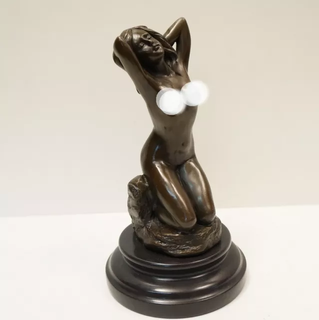 Signed Bronze Art Deco Style Art Nouveau Style Pin-up Sexy Dancer Sculpture Stat